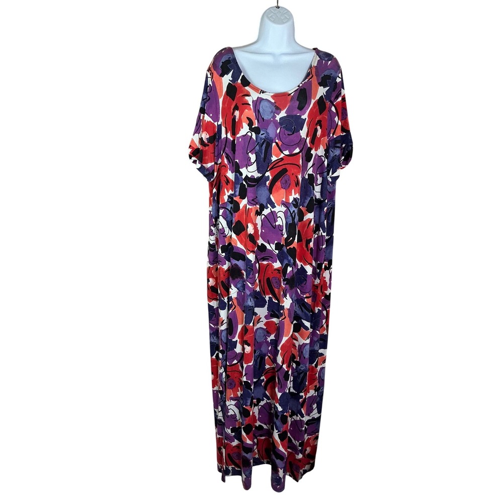 Colleen Lopez Maxi‎ Dress Womens 1X Multicolor Excellent Abstract Floral Knit
